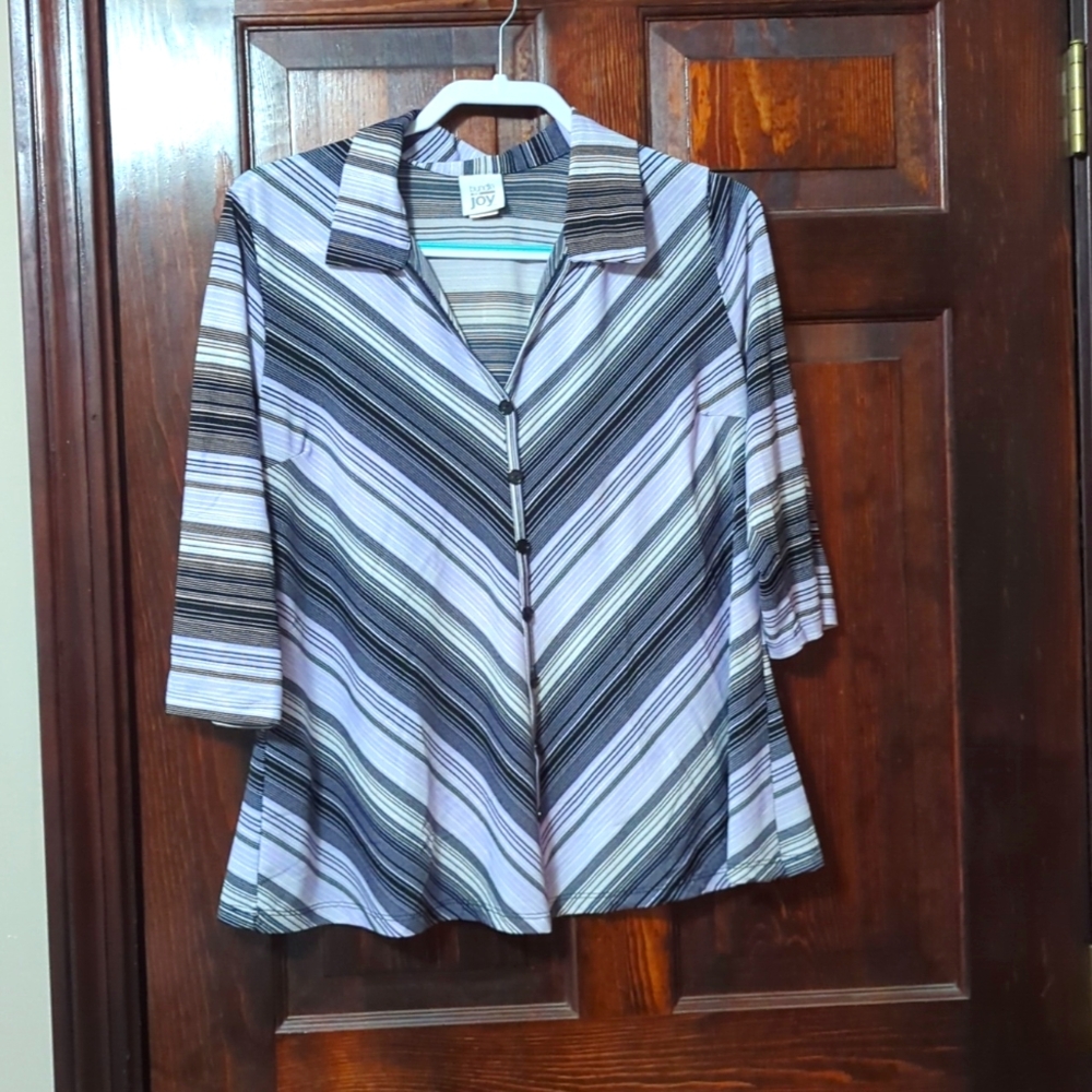 Purple lavender and black large maternity shirt